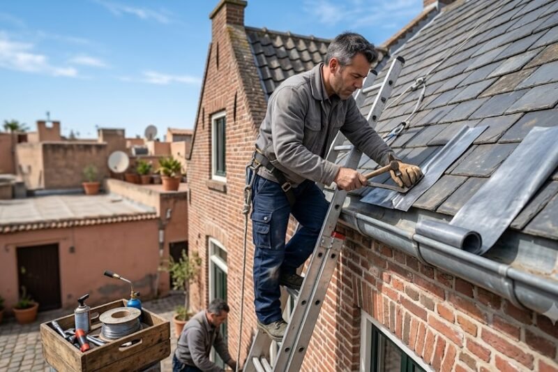Loodgieter voert Daklekkage uit op locatie