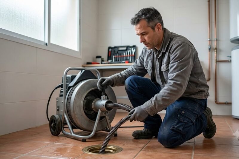 Loodgieter voert WC verstopt uit op locatie